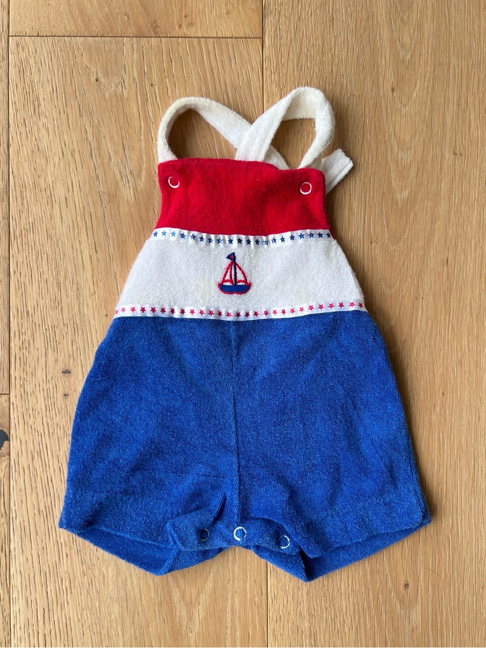 Vintage Red, White & Blue Nautical Terry Romper